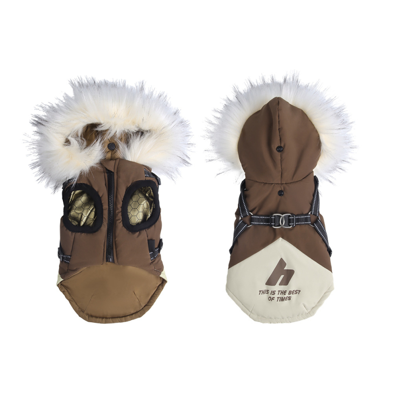 Őszi és téli új kutyaruhák kültéri kölyökkutya kapucnis polár bélésű hidegálló kabát kiskutya teddy bichon mellény