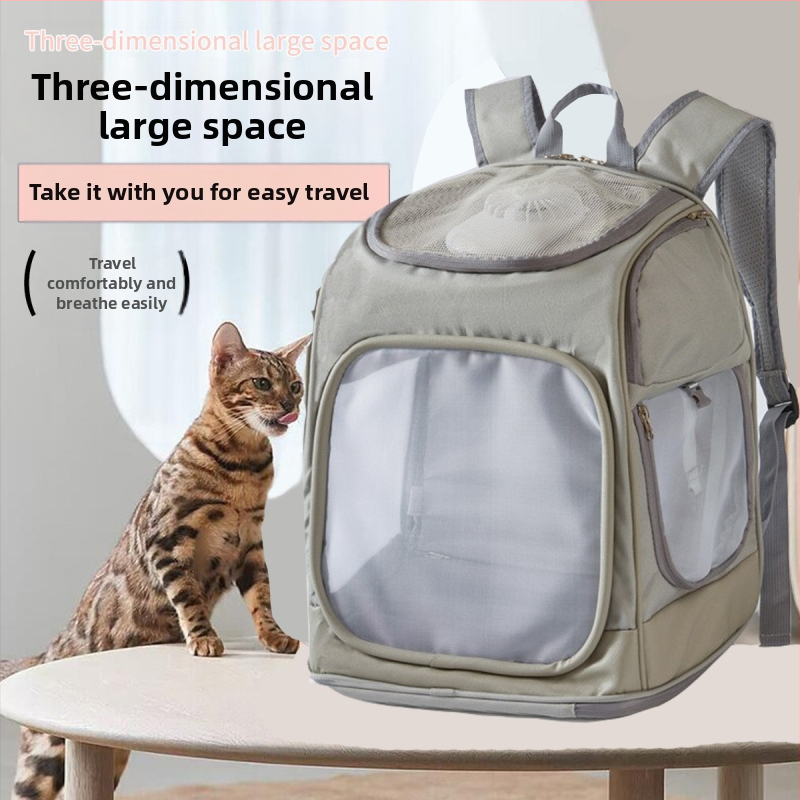 Új kisállat hátizsák, hordozható macska hátizsák, lélegző hálós, ventilátoros macska hátizsák