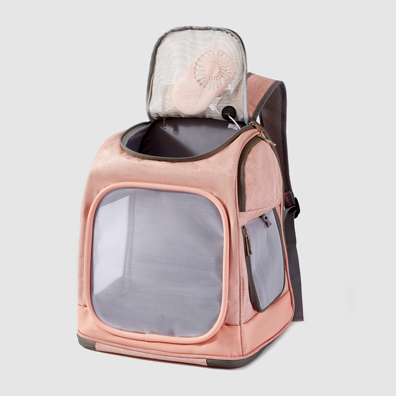 Új kisállat hátizsák, hordozható macska hátizsák, lélegző hálós, ventilátoros macska hátizsák