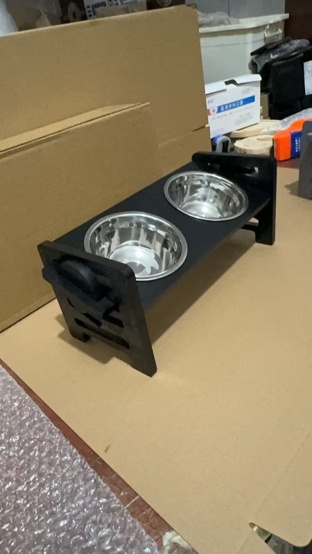 Suport pentru boluri pentru pisici și câini din lemn de bambus, suport pentru boluri duble pentru animale de companie, suport reglabil din lemn pentru gât, protecție pentru hrănire, pentru pisici și câini