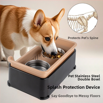 Διασυνοριακό μπολ σκύλου από ανοξείδωτο ατσάλι με διπλό αντικραδασμικό μπολ, αφαιρούμενο αντιολισθητικό μπολ σκύλου για διαχωρισμό ξηρού και υγρού για την προστασία της αυχενικής μοίρας της σπονδυλικής στήλης
