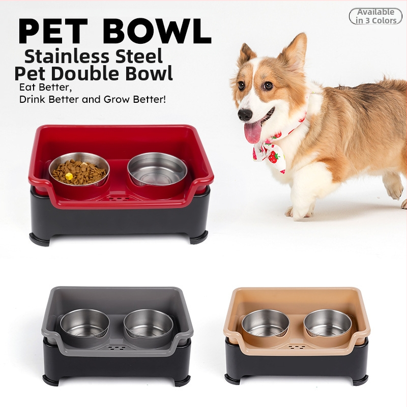 Roostevabast terasest topeltkaussiga koerakauss, eemaldatav, libisemiskindel, kuiva ja märja eraldamisega, kaelalülide kaitsmiseks. Lemmikloomakauss.