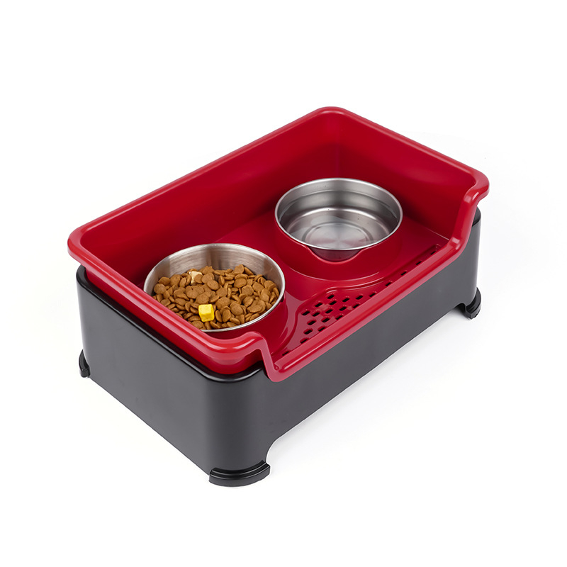 Roostevabast terasest topeltkaussiga koerakauss, eemaldatav, libisemiskindel, kuiva ja märja eraldamisega, kaelalülide kaitsmiseks. Lemmikloomakauss.