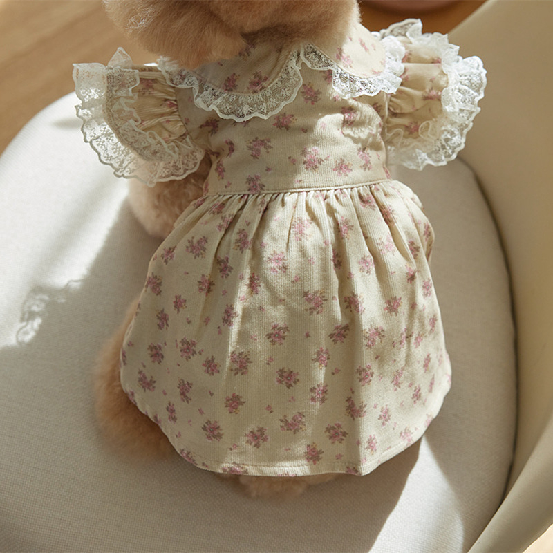 Kisállatruhák kutyáknak és macskáknak Őszi és téli kordbársony mintás ruhagyártó kis mackós ruhák