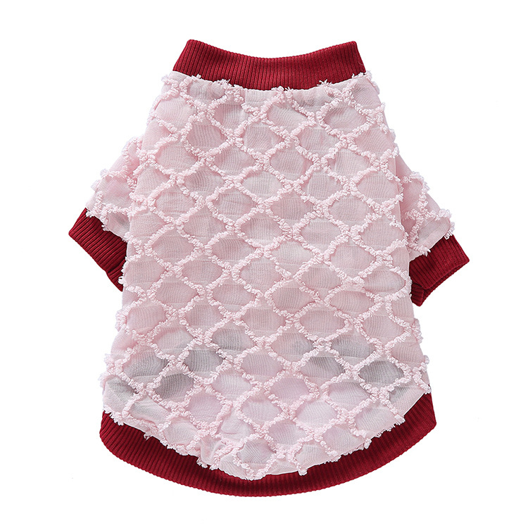 Határokon átnyúló őszi és téli kisállat alkalmi plüss hálós kontrasztos színű kutyaruhák rugalmas otthoni szőrtelenítés elleni kisállatruhák