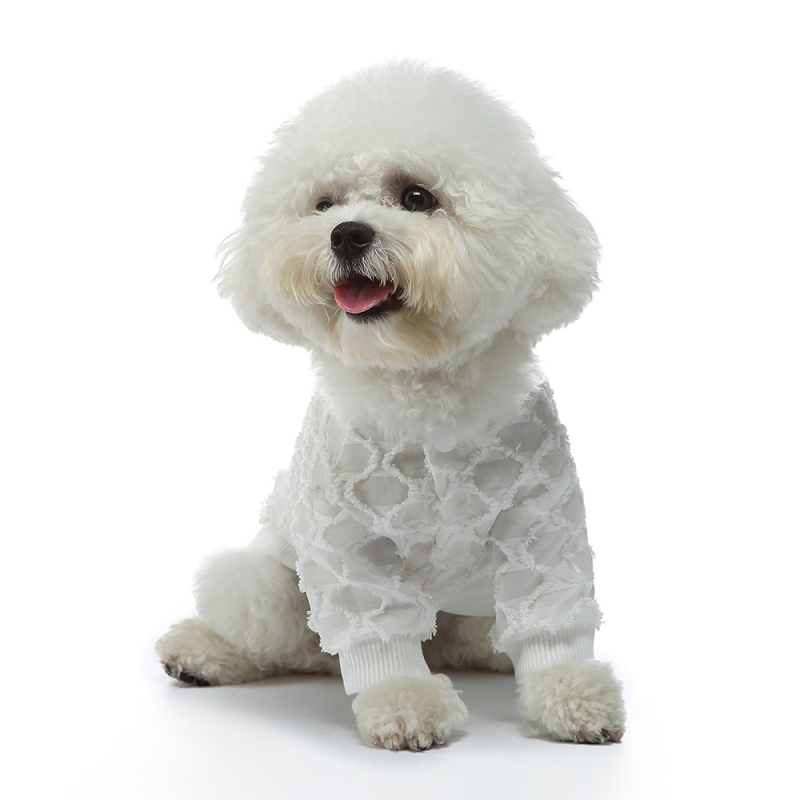 Határokon átnyúló őszi és téli kisállat alkalmi plüss hálós kontrasztos színű kutyaruhák rugalmas otthoni szőrtelenítés elleni kisállatruhák