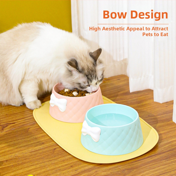 Νέο εργοστασιακό μακαρόν με βαθύ, αδιάβροχο μπολ Yan Value για κατοικίδια, INS στυλ τόξου, μοτίβο διαμαντιών, για γάτες δρόμου