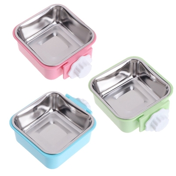 Gyárilag közvetlen rozsdamentes acél tál, fixen függesztett kisállat tál, kisállat itató kellékek, függő kisállat tál, kutyaketrec, fix tál