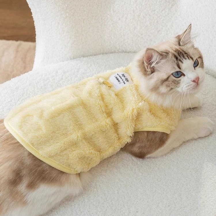 Χαριτωμένα ρούχα για γάτες Φθινόπωρο και Χειμώνα Plus Βελούδινο Γιλέκο από Πυκνό Φλις Ύφασμα Μαριονέτα Γάτα Μπλε Γάτα Κατοικίδιο Ρούχα Έλξης Δύο Πόδια