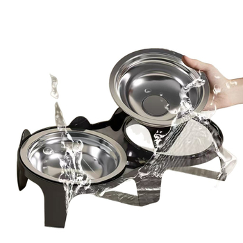 Μπολ για γάτα, Μπολ τροφής για γάτες, Κεραμικό μπολ ρυζιού για γάτες, Διπλό μπολ με κεκλιμένο στόμα για προστασία της αυχενικής μοίρας της σπονδυλικής στήλης και αποτροπή ανατροπής, Μπολ για πόσιμο νερό και τάισμα σκύλου