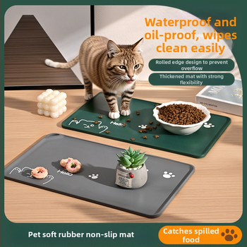 Naminių gyvūnėlių kilimėlis, paprastas vandeniui ir aliejui atsparus kačių kilimėlis, kačių maitinimo kilimėlis, didelis minkštas guminis neslystantis kilimėlis