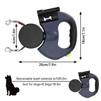 Amazon Αναδιπλούμενο λουρί σκύλου με διπλή κεφαλή με φως για κουτάβια κατοικίδιων ζώων, αυτόματη προσαρμογή αναδιπλούμενου λουριού σκύλου