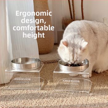 Roostevabast terasest kassikauss, kõrge jalaga, akrüülist tõstetud riiul, kaitseb kaelalülisid, koerakauss, suure läbimõõduga koeraveekauss, toidukauss lemmikloomadele