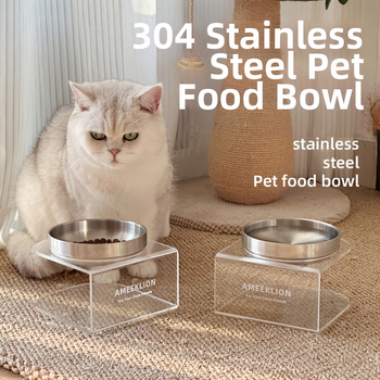 Μπολ γάτας από ανοξείδωτο ατσάλι, ψηλό ακρυλικό υπερυψωμένο ράφι που προστατεύει την αυχενική μοίρα της σπονδυλικής στήλης, μπολ για σκύλους, μπολ νερού και τροφής για κατοικίδια, μεγάλης διαμέτρου