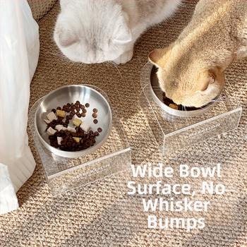 Μπολ γάτας από ανοξείδωτο ατσάλι, ψηλό ακρυλικό υπερυψωμένο ράφι που προστατεύει την αυχενική μοίρα της σπονδυλικής στήλης, μπολ για σκύλους, μπολ νερού και τροφής για κατοικίδια, μεγάλης διαμέτρου