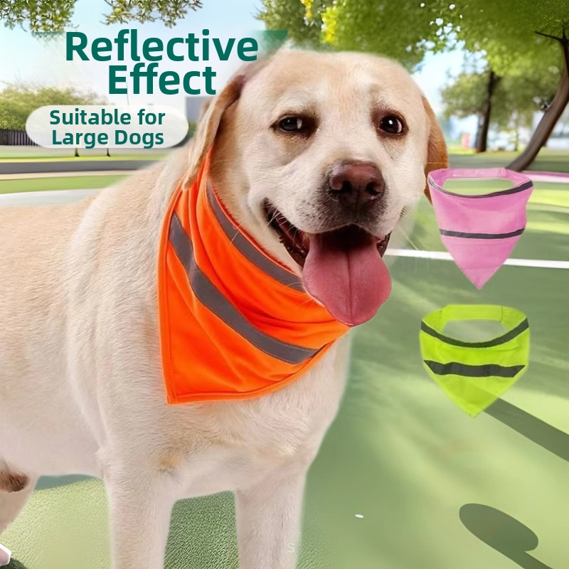 Suurele koerale mõeldud fluorestseeruv lemmikloomade kolmnurkne sall takjapaelaga, koera kaelasall, peegeldav süljesall, sall, kaelarätt, helendav fluorestseeruv
