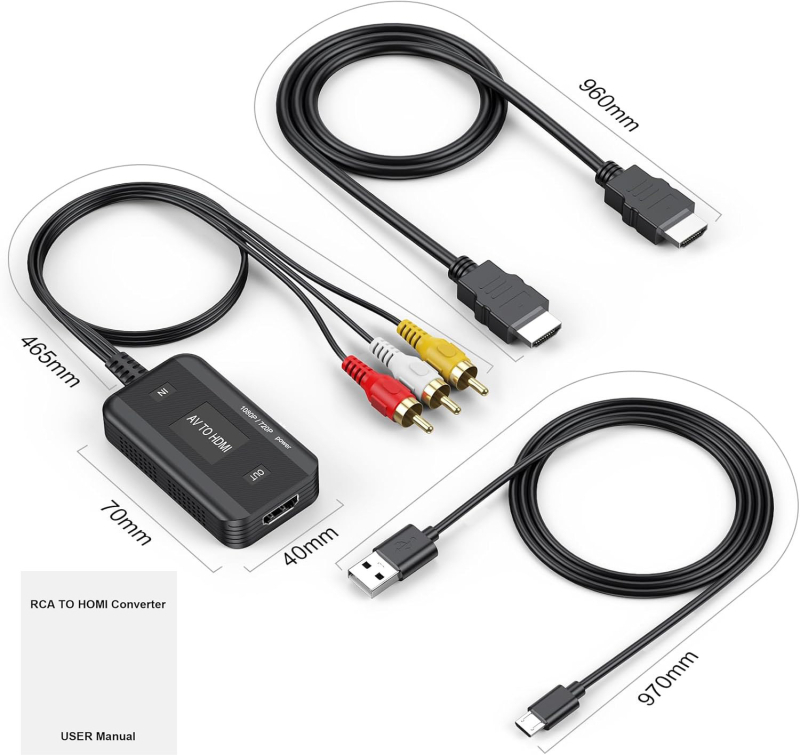 AV-HDMI videomuundur 1080p Three Lotus RCA jälgimismängu digiboksi ja teleri adapter