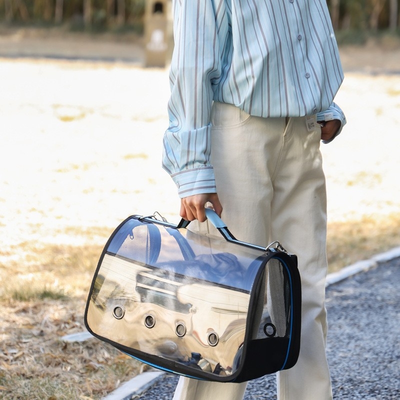 Läbipaistev kassikott, hõlpsasti väljaminev käekott, suure mahutavusega hingav ühe õlaga lemmikloomakott, ruumikapsliga kokkupandav koerakott