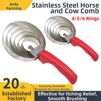 Nerūsējošā tērauda zirgu un govju ķemme ar četriem, pieciem un sešiem apļiem, robota ķemme zirgiem un govīm, sviedru skrāpis, grābeklis pret niezi, zirga spalvu ķemme, kutinošu zobu vairumtirdzniecība.