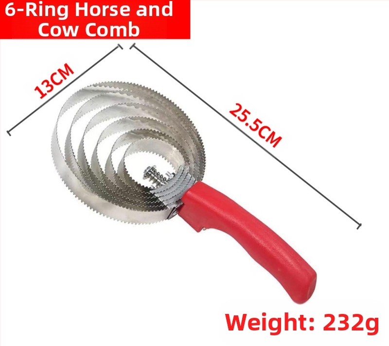 Nerūsējošā tērauda zirgu un govju ķemme ar četriem, pieciem un sešiem apļiem, robota ķemme zirgiem un govīm, sviedru skrāpis, grābeklis pret niezi, zirga spalvu ķemme, kutinošu zobu vairumtirdzniecība.