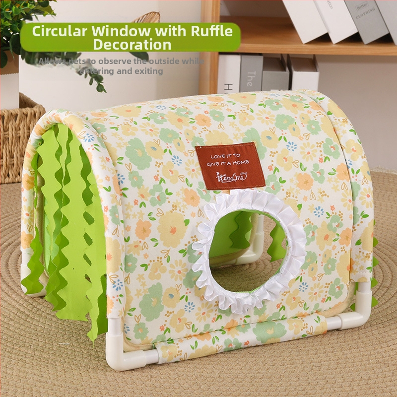 Трипосочна палатка за морско свинче, модел бездънен тунел, таралеж, чинчила, морско свинче, джудже, заек, универсално тунелно гнездо