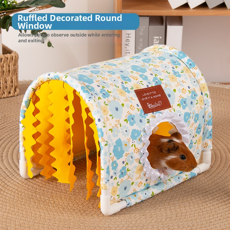 Трипосочна палатка за морско свинче, модел бездънен тунел, таралеж, чинчила, морско свинче, джудже, заек, универсално тунелно гнездо