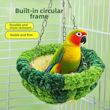 Paukščio lizdas, šiltas papūgos lizdas, miegančio tigro odos storio pliušinis lizdas, izoliacija, didelis medvilninis lizdas, austi žieminiai paukščių reikmenys