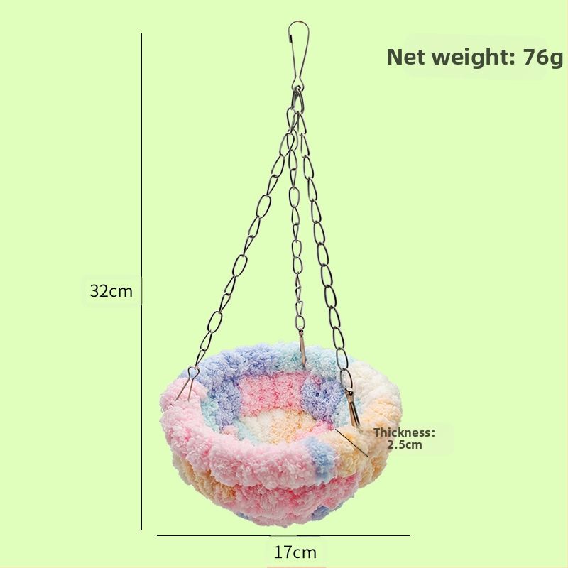 Paukščio lizdas, šiltas papūgos lizdas, miegančio tigro odos storio pliušinis lizdas, izoliacija, didelis medvilninis lizdas, austi žieminiai paukščių reikmenys