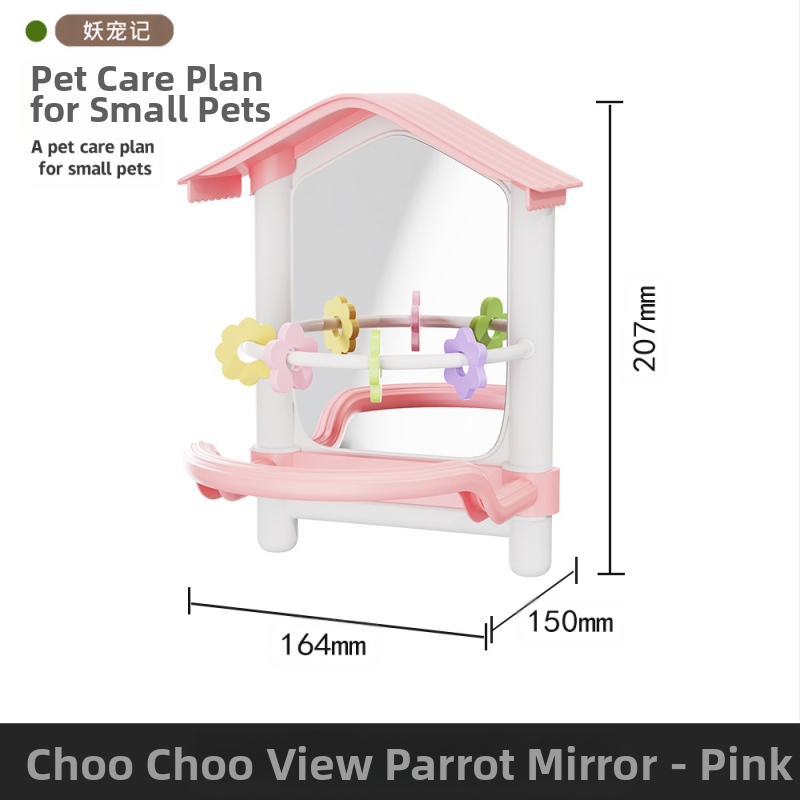 Suur papagoi peegelkaunistusega ripppuur viirpapagoidele, armulindudele, kakaduudele ja väikestele lindudele