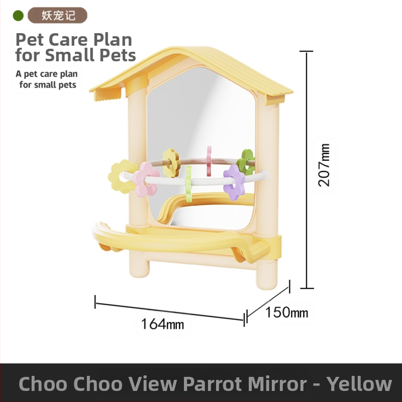 Suur papagoi peegelkaunistusega ripppuur viirpapagoidele, armulindudele, kakaduudele ja väikestele lindudele