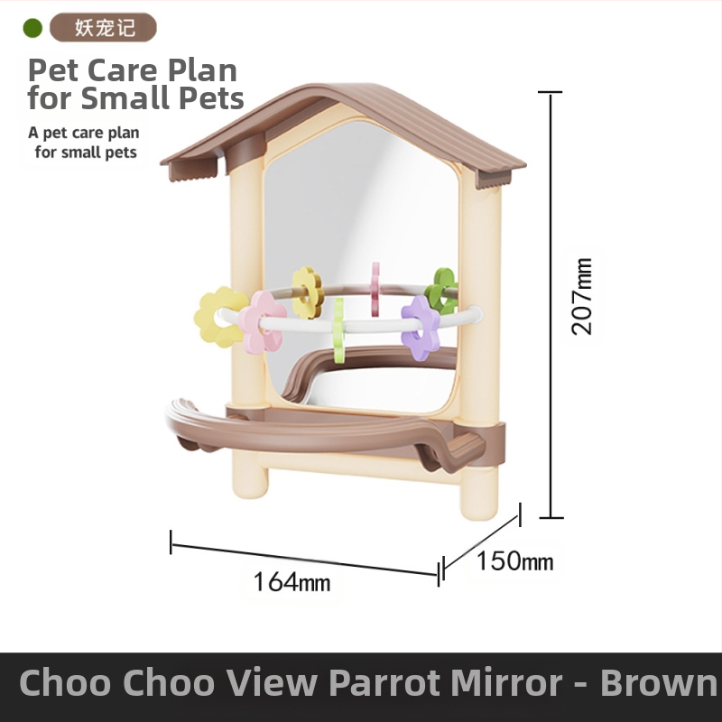 Suur papagoi peegelkaunistusega ripppuur viirpapagoidele, armulindudele, kakaduudele ja väikestele lindudele