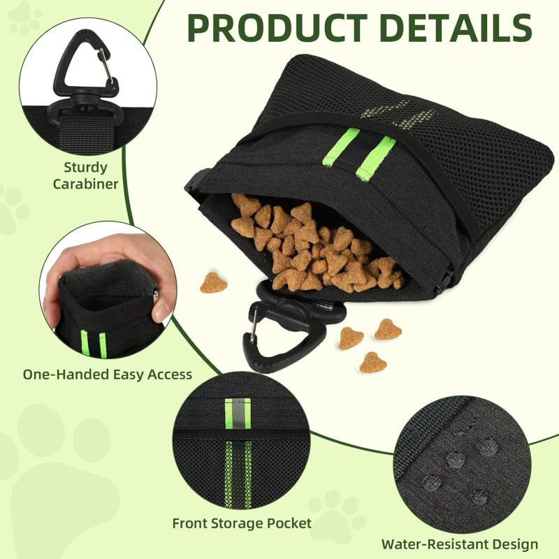 Väike mini koeratreeningkott Veekindel lõuendist lemmikloomatreeningkott Vastupidav pestav lemmikloomade söötmiskott