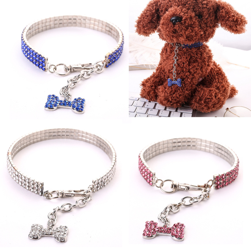 Xiyin Pinduoduo sildistamise rhinestones mood ripats lemmiklooma kaelakee kass kristallkaelarihm koera luust ehted