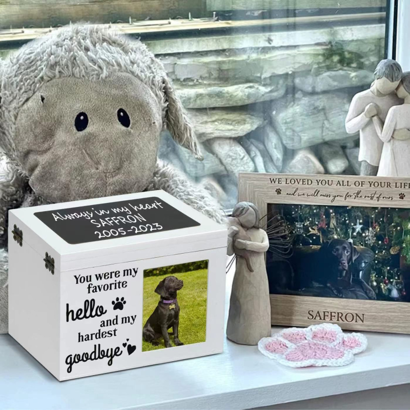 Урна за домашни любимци от дърво, паметна урна за домашни любимци за котки и кучета, универсална масивна дървена урна за домашни любимци