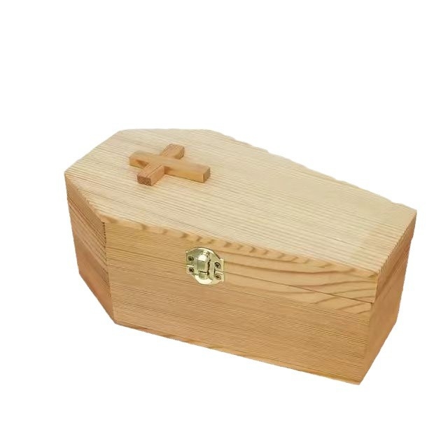 Naminių gyvūnėlių urnos Helovino karsto dovanų dėžutė iš pušies, vaikų papuošalų žaislų dėžutė, medinė papuošalų laikymo dėžutė