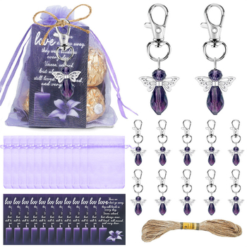 „Amazon“ populiarus purpurinio krištolo sargo angelo raktų pakabukų rinkinys laidotuvių atminimo vakarėlio svečiui padėkos dovana