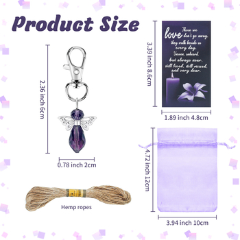 „Amazon“ populiarus purpurinio krištolo sargo angelo raktų pakabukų rinkinys laidotuvių atminimo vakarėlio svečiui padėkos dovana