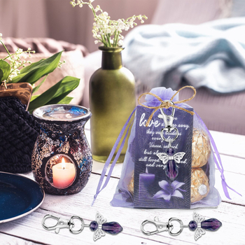 „Amazon“ populiarus purpurinio krištolo sargo angelo raktų pakabukų rinkinys laidotuvių atminimo vakarėlio svečiui padėkos dovana