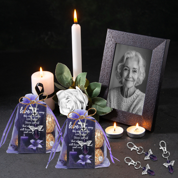 „Amazon“ populiarus purpurinio krištolo sargo angelo raktų pakabukų rinkinys laidotuvių atminimo vakarėlio svečiui padėkos dovana