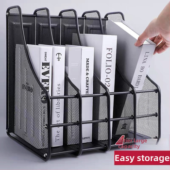Метална мрежеста поставка за файлове, трислойна, четирислойна поставка за файлове, рамка за съхранение на лента с данни, офис поставка за съхранение на работния плот