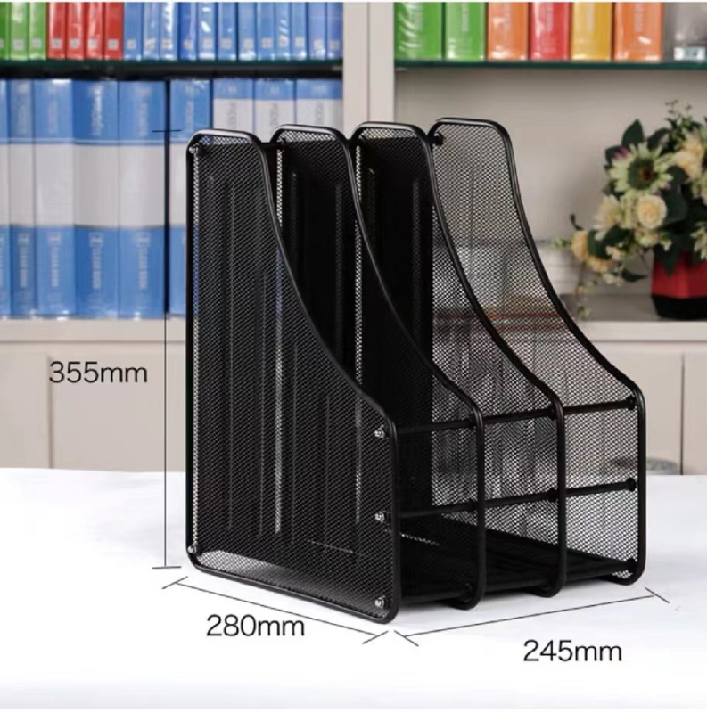 Метална мрежеста поставка за файлове, трислойна, четирислойна поставка за файлове, рамка за съхранение на лента с данни, офис поставка за съхранение на работния плот