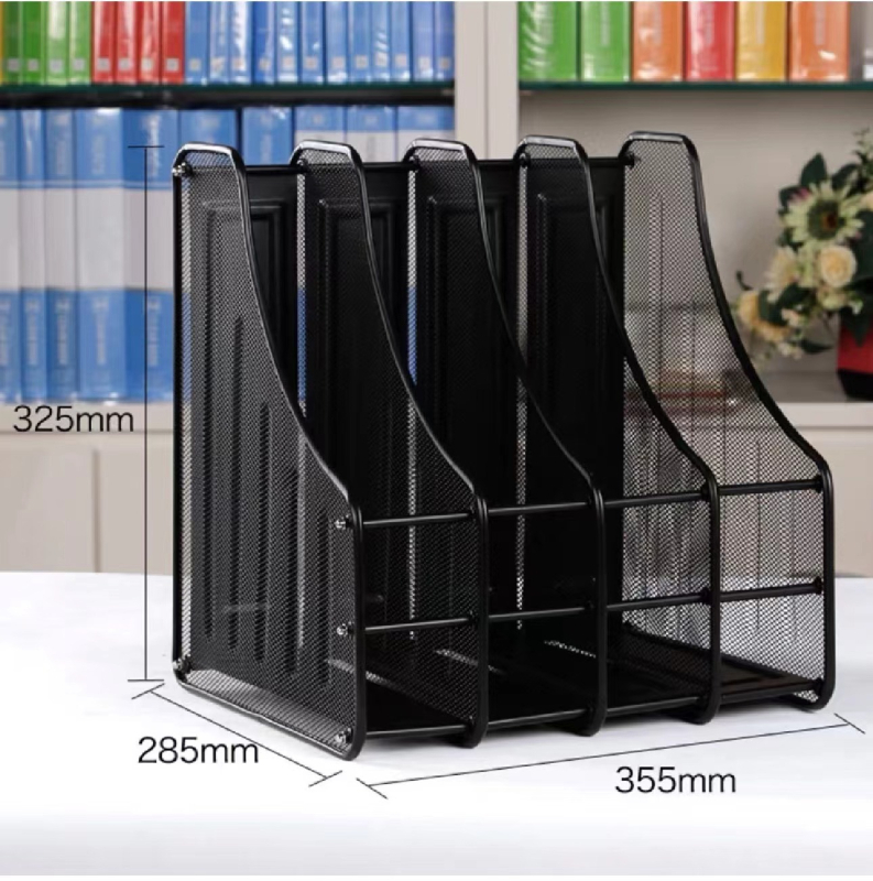 Метална мрежеста поставка за файлове, трислойна, четирислойна поставка за файлове, рамка за съхранение на лента с данни, офис поставка за съхранение на работния плот