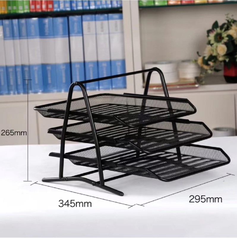 Метална мрежеста поставка за файлове, трислойна, четирислойна поставка за файлове, рамка за съхранение на лента с данни, офис поставка за съхранение на работния плот