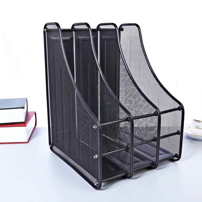 Метална мрежеста поставка за файлове, трислойна, четирислойна поставка за файлове, рамка за съхранение на лента с данни, офис поставка за съхранение на работния плот