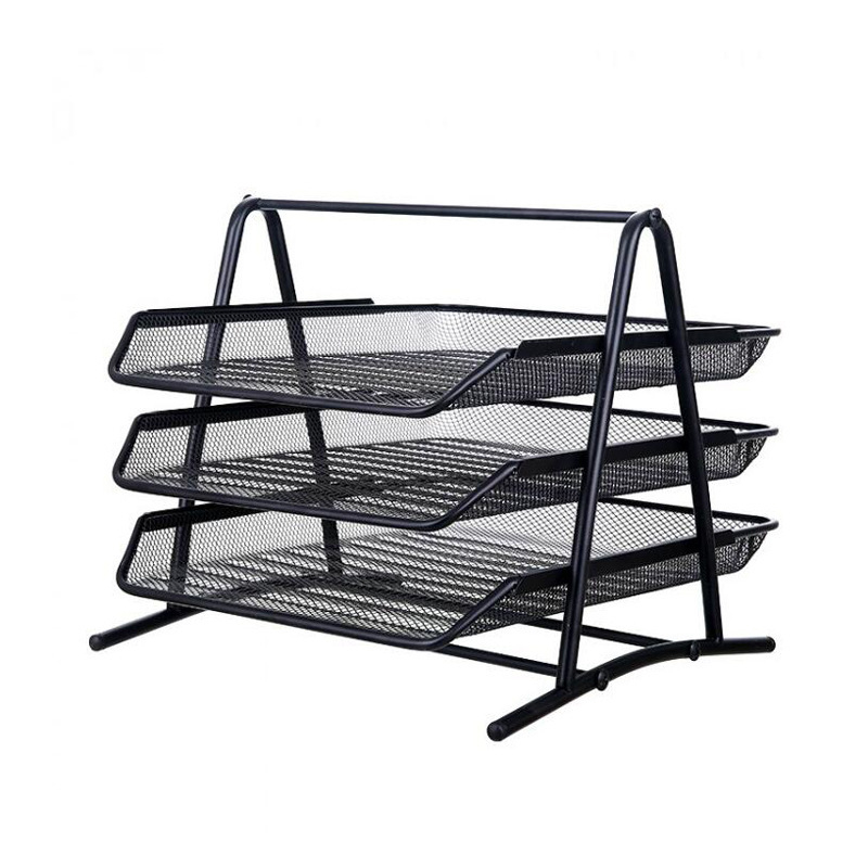Метална мрежеста поставка за файлове, трислойна, четирислойна поставка за файлове, рамка за съхранение на лента с данни, офис поставка за съхранение на работния плот
