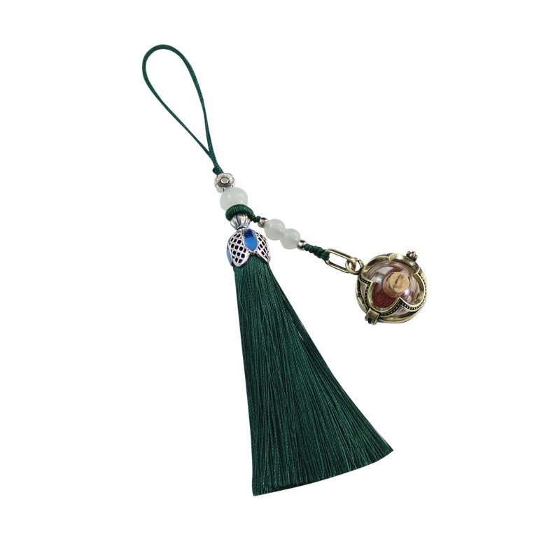 Neljaleheline ristik klaasist kuulikujulise tutiga ripats, mida saab avada, kinaveripudeli ripats, mobiiltelefoni ripats, võtmehoidja ripats, soovipudeli ripats