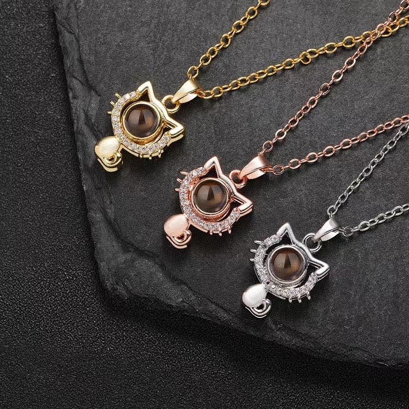 100 keeles „Ma armastan sind” kassi ripatsiga projektsioonkaelakee naistele, Euroopa ja Ameerika moodne kohandatud mikronikerdusega fotoga rangluukett