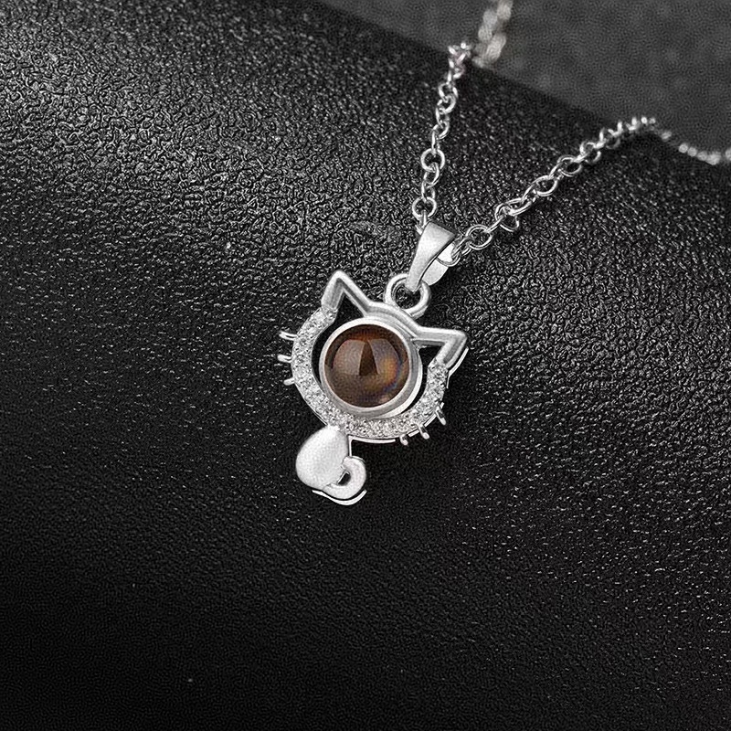 100 keeles „Ma armastan sind” kassi ripatsiga projektsioonkaelakee naistele, Euroopa ja Ameerika moodne kohandatud mikronikerdusega fotoga rangluukett