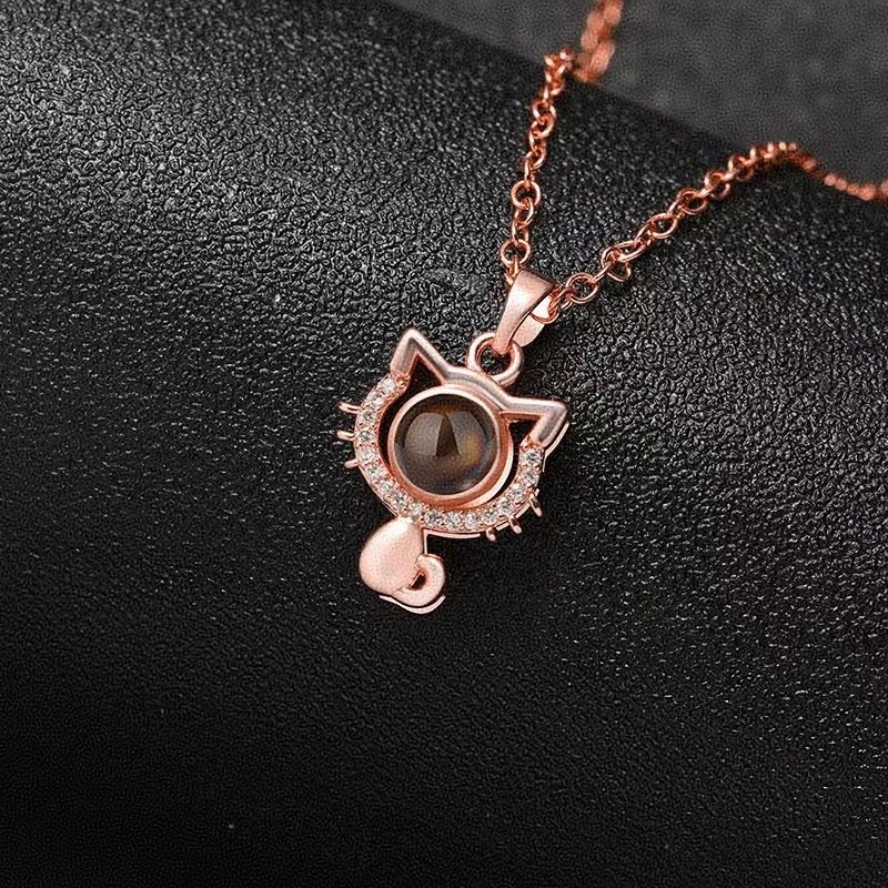 100 keeles „Ma armastan sind” kassi ripatsiga projektsioonkaelakee naistele, Euroopa ja Ameerika moodne kohandatud mikronikerdusega fotoga rangluukett