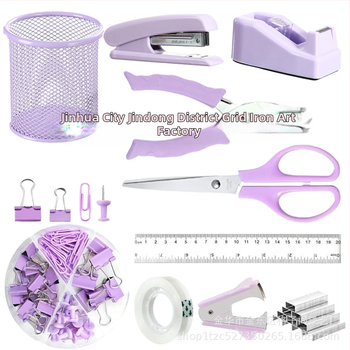 Piiriülene pliiatsihoidja kontorikomplekt Macaron värviline kirjatarvete klammerdaja käärid teip klammerdaja eemaldaja klammerdaja hoiukarp